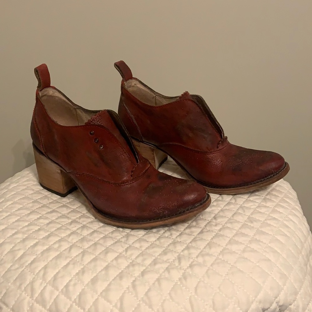 Sadie boots, Freebird by Steven. Size 8, distressed deep red. Worn 1x.